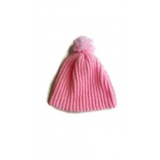 Handmade crochet womens pink beanie hat with pink and white pom pom  eb-76532387